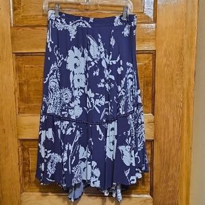 Lapis A-line Midi Skirt in Purple and White L